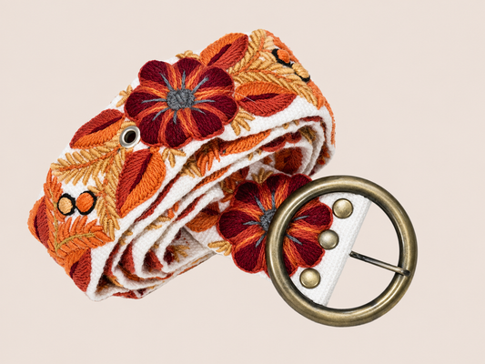 Sunset Garden Hand-Embroidered Belt