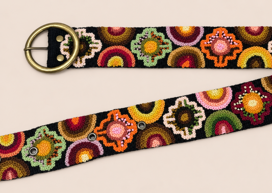 Sunset Floral Hand-Embroidered Belt