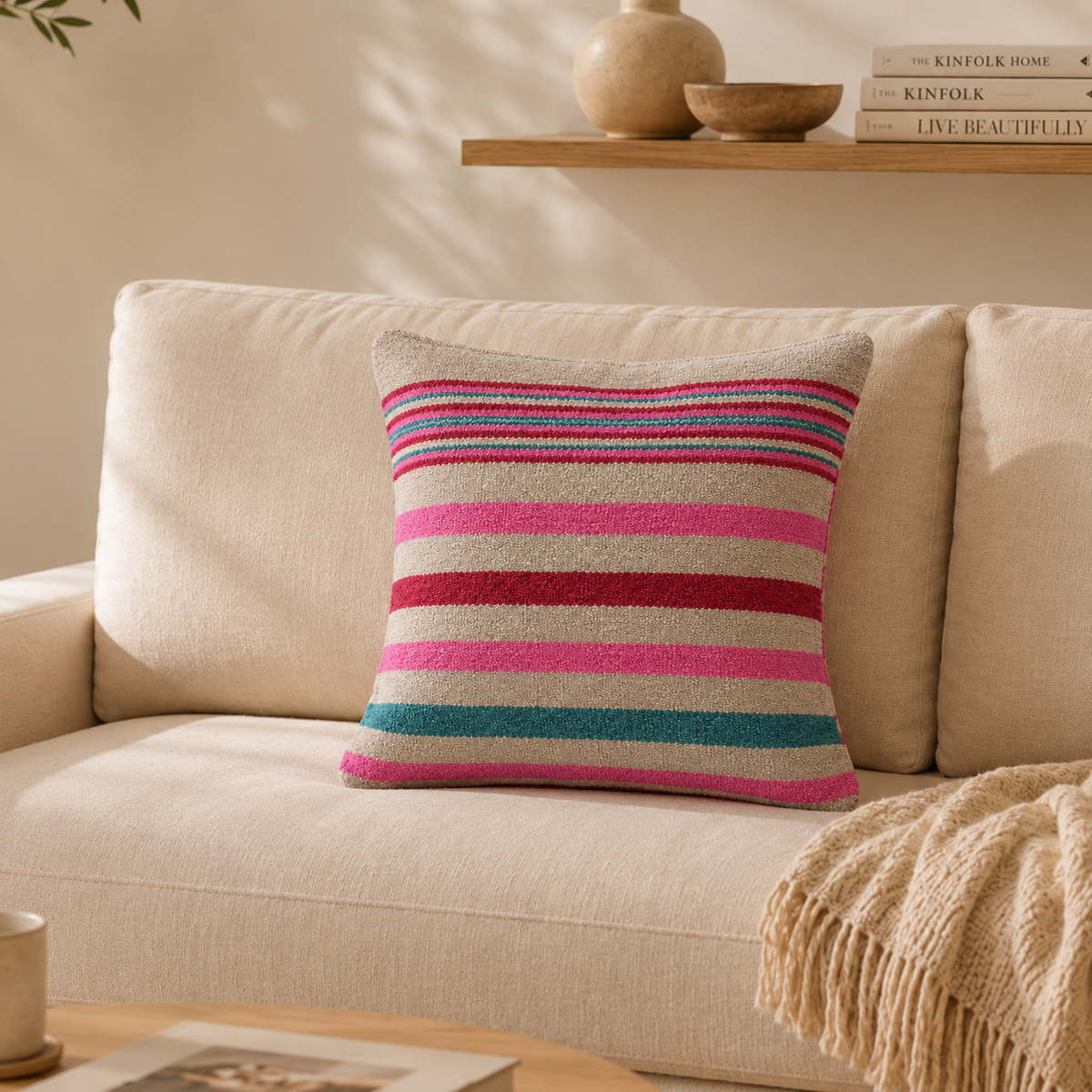 Linear Stripe Sheep Wool Cushion