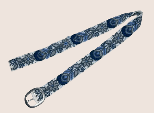 Midnight Bloom Hand-Embroidered Wool Belt