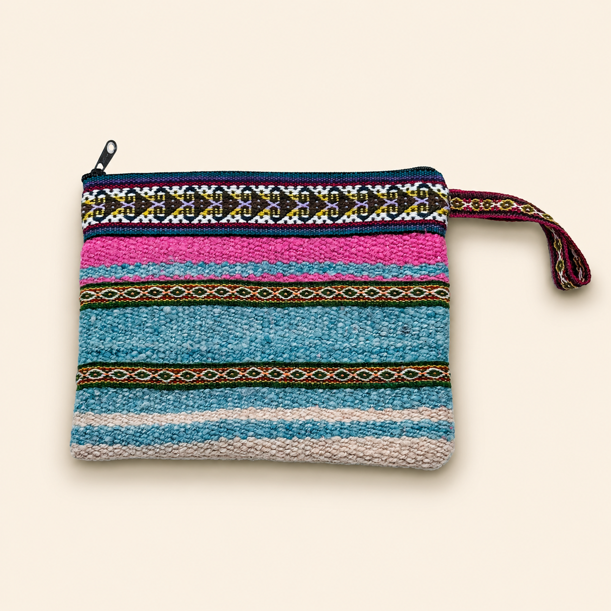 Medium Striped Sheep Wool Pouch