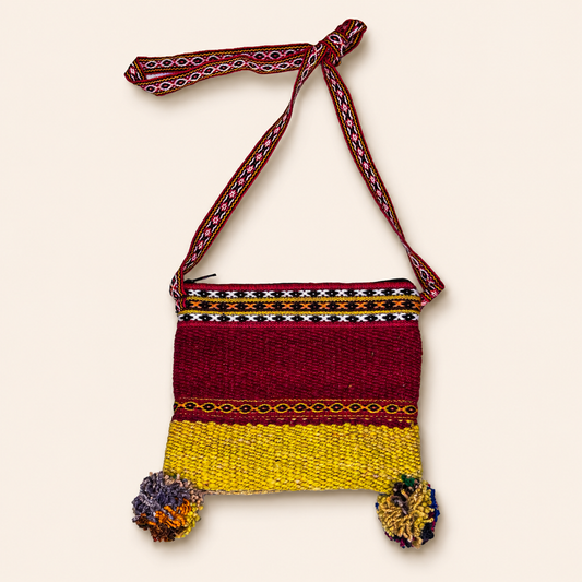 Red & Yellow Wool Crossbody Bag