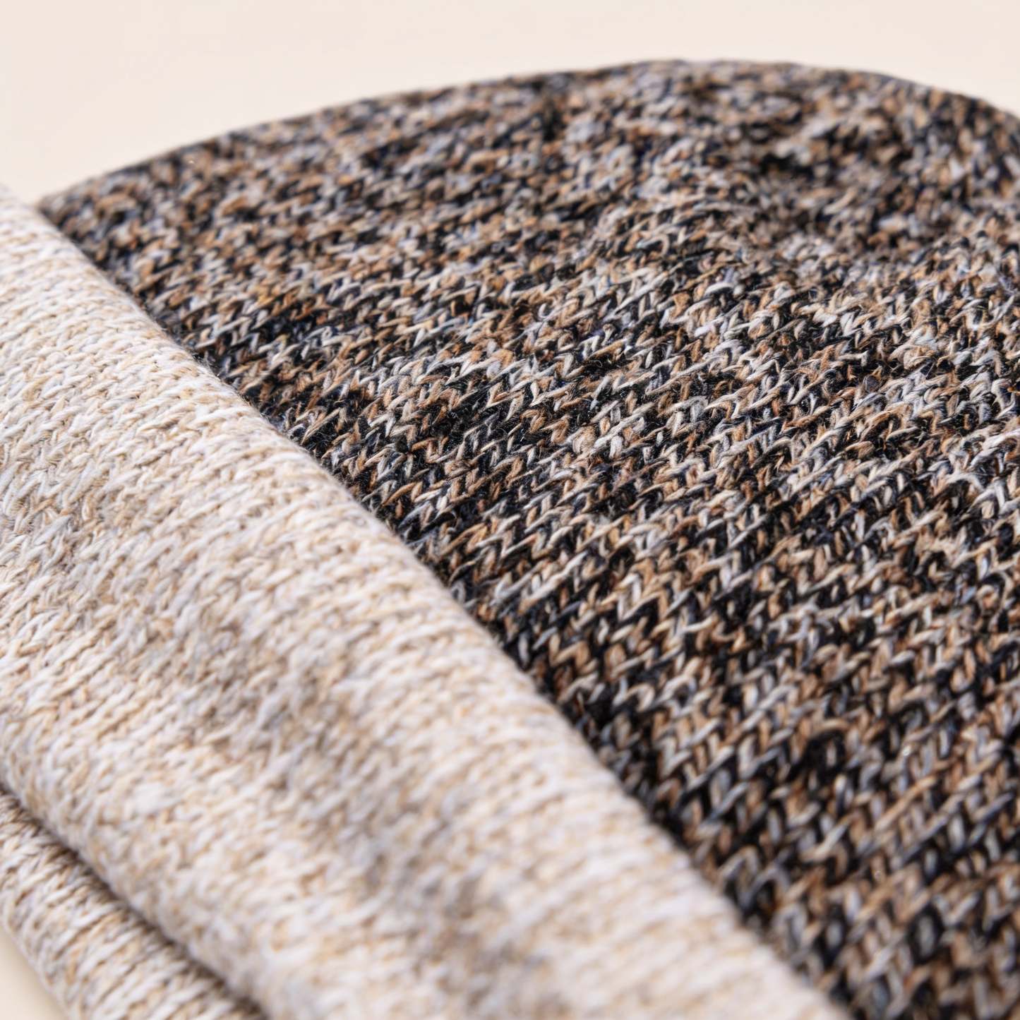 Reversible Grey Brown Beige Beanie