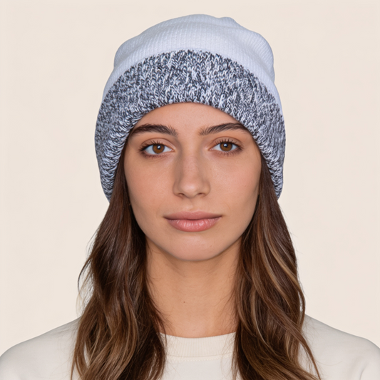 Reversible White & Grey Beanie