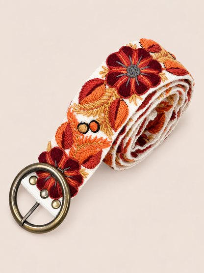 Sunset Garden Hand-Embroidered Belt