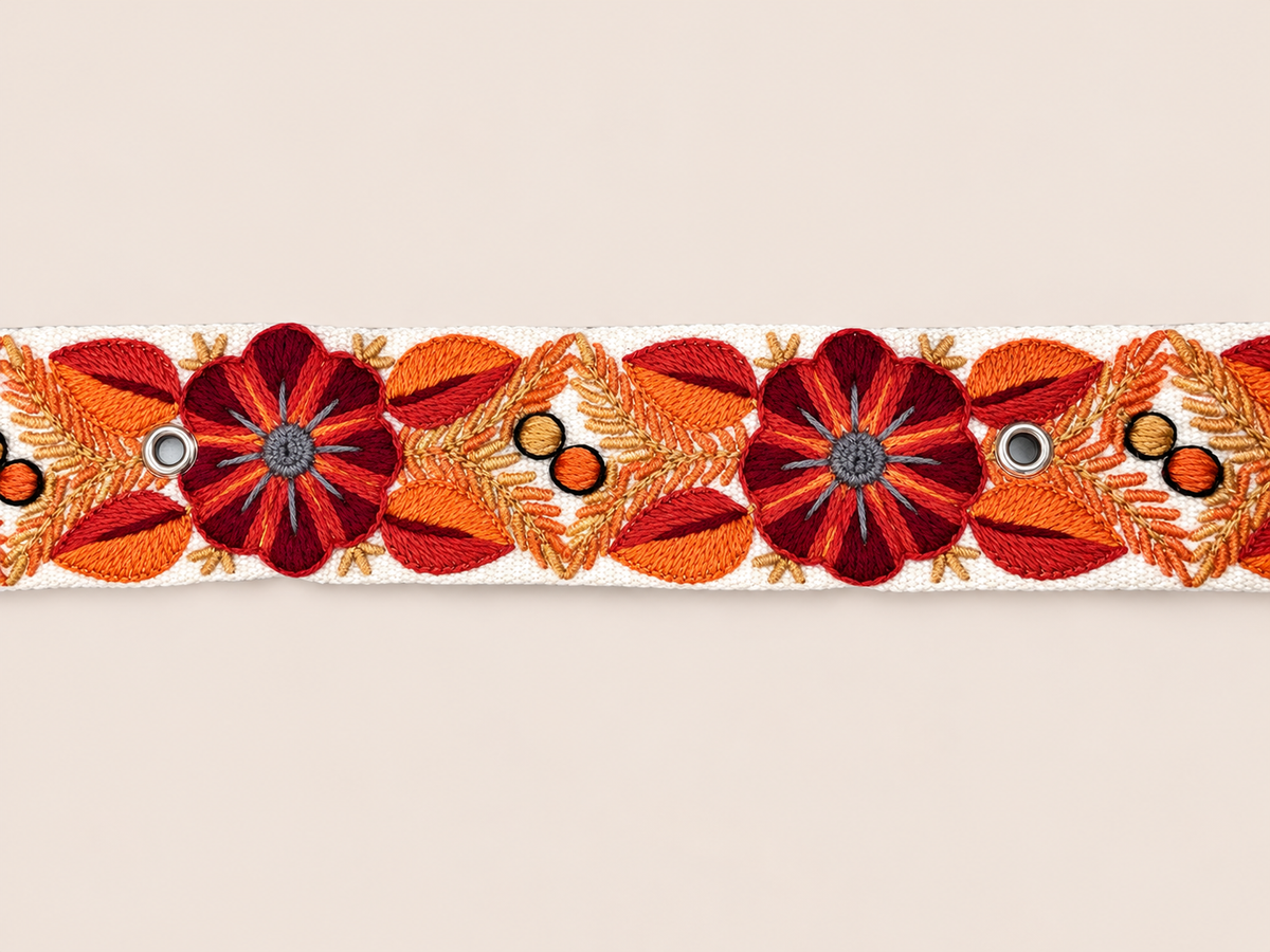 Sunset Garden Hand-Embroidered Belt