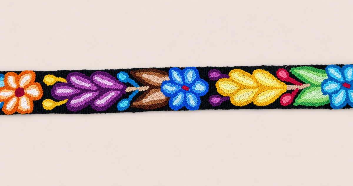 Hand-Embroidered Floral Belt