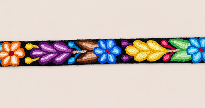 Hand-Embroidered Floral Belt