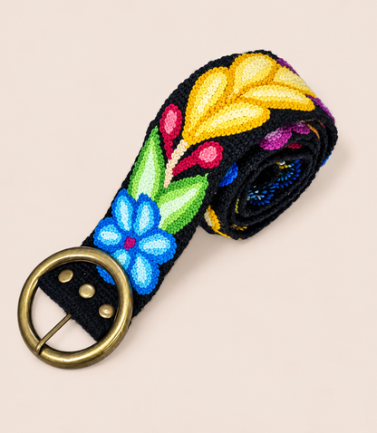 Hand-Embroidered Floral Belt