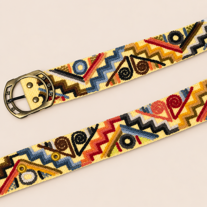 Desert Geometry Hand-Embroidered Belt