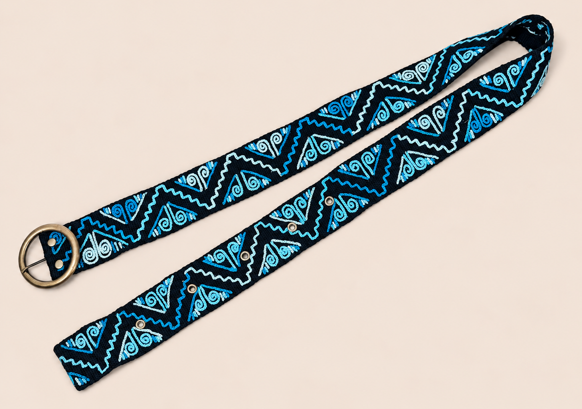 Turquoise Andean Hand-Embroidered Belt