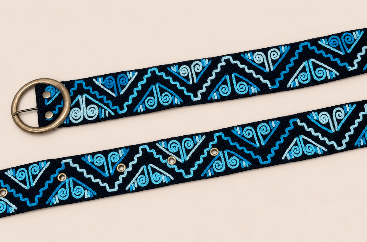 Turquoise Andean Hand-Embroidered Belt