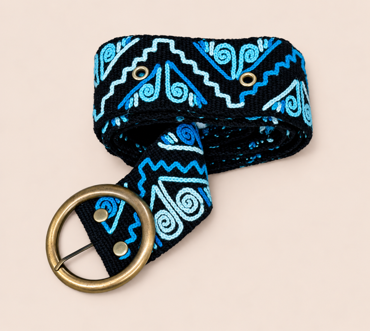 Turquoise Andean Hand-Embroidered Belt