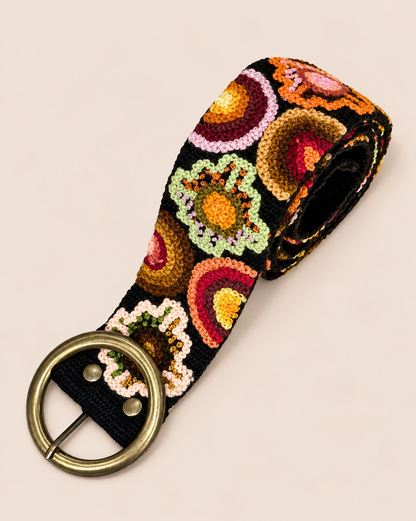 Sunset Floral Hand-Embroidered Belt