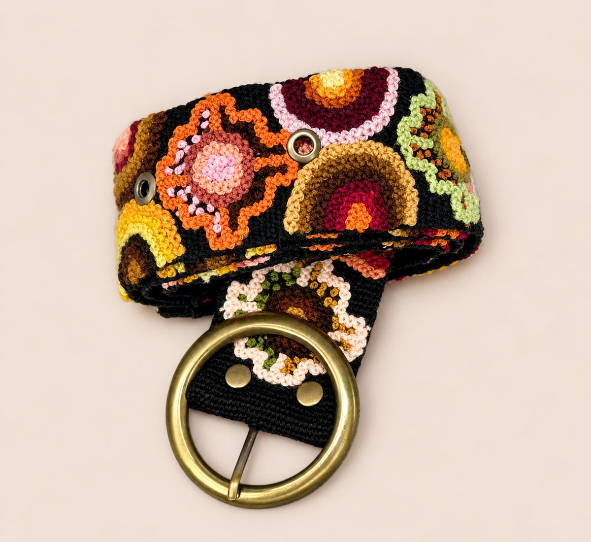 Sunset Floral Hand-Embroidered Belt