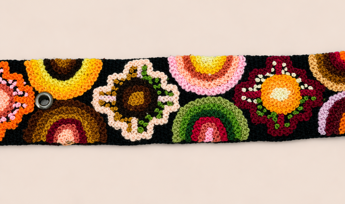 Sunset Floral Hand-Embroidered Belt