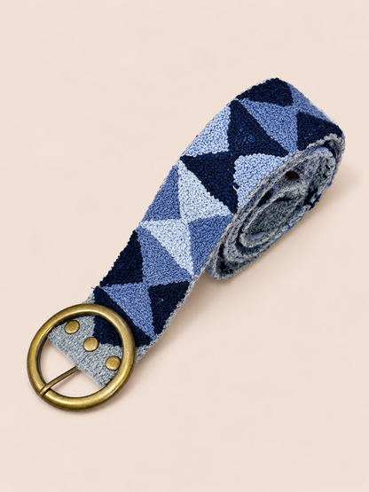 Midnight Geometry Embroidered Belt