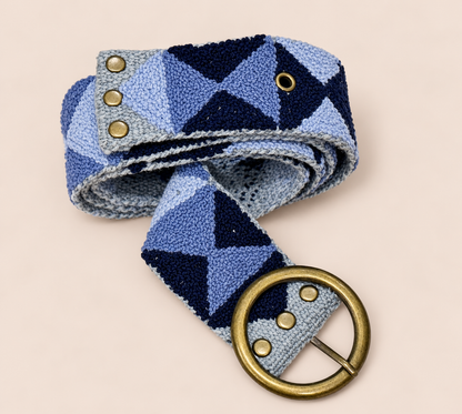 Midnight Geometry Embroidered Belt