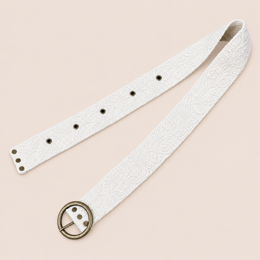 Ivory Textured Woven Belt