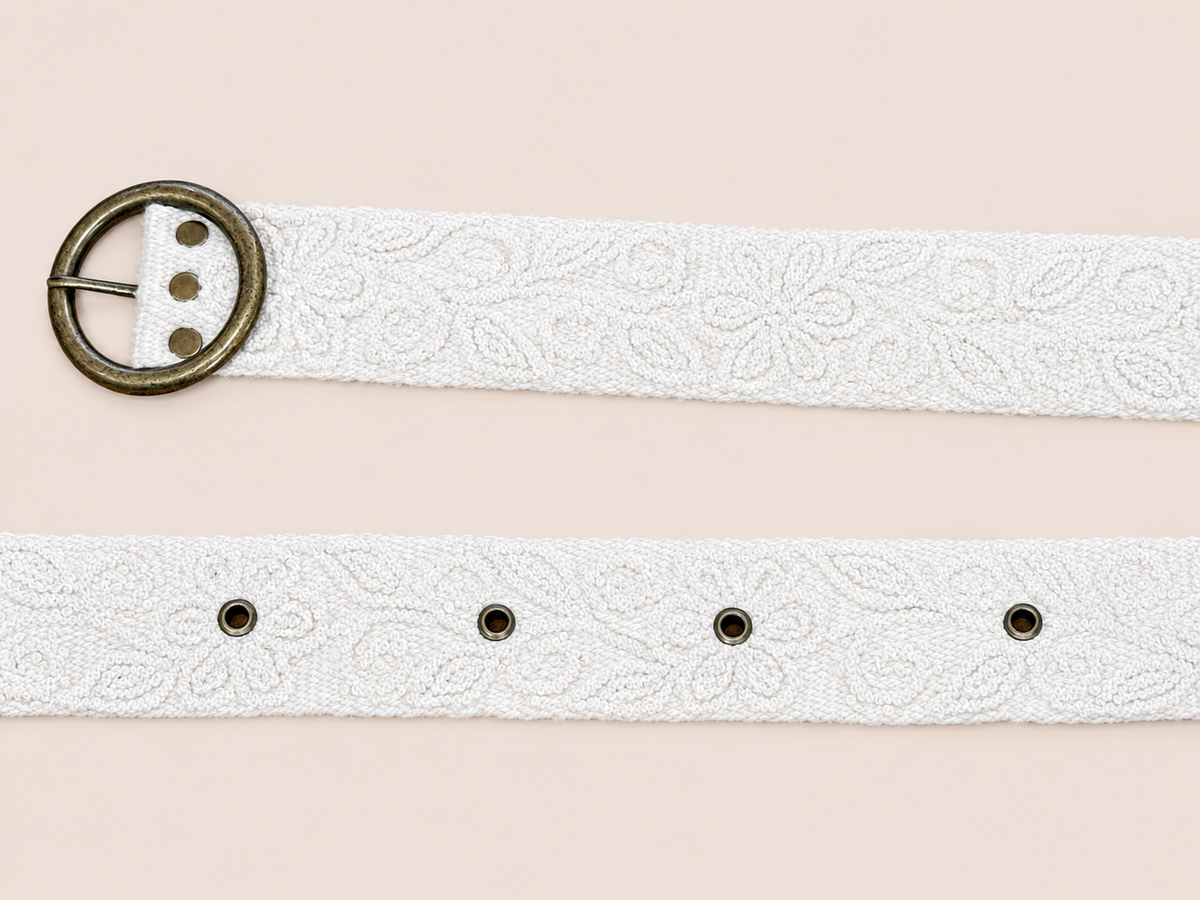 Ivory Textured Woven Belt