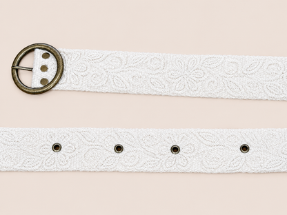 Ivory Textured Woven Belt