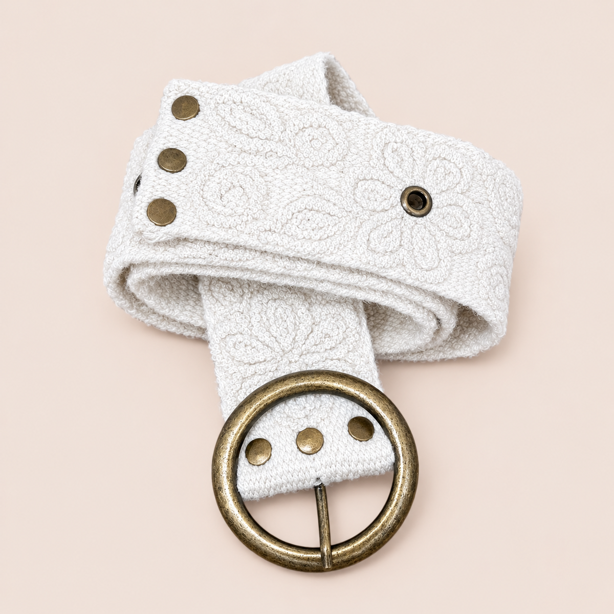 Ivory Textured Woven Belt