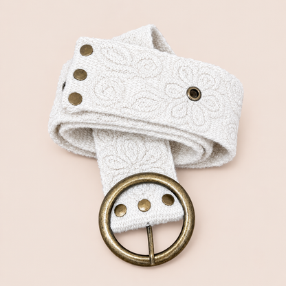 Ivory Textured Woven Belt