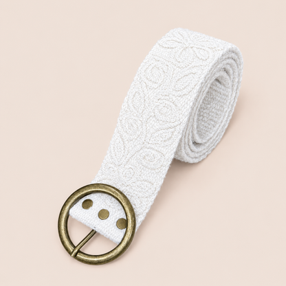 Ivory Textured Woven Belt