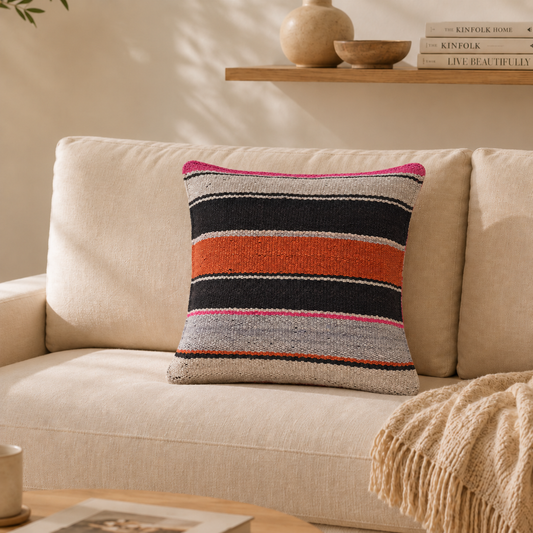 Graphic Stripe Sheep Wool Cushion