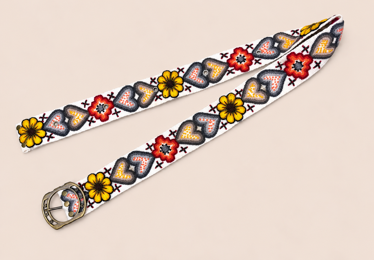 Andean Hearts Hand-Embroidered Belt