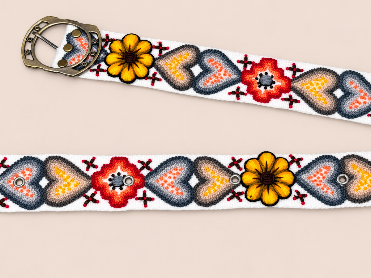 Andean Hearts Hand-Embroidered Belt