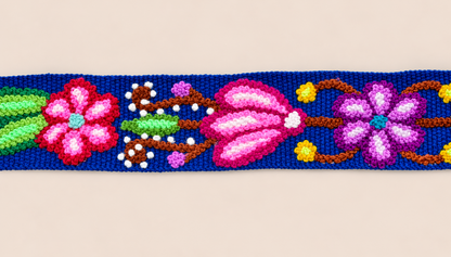 Royal Blue Floral Hand-Embroidered Belt
