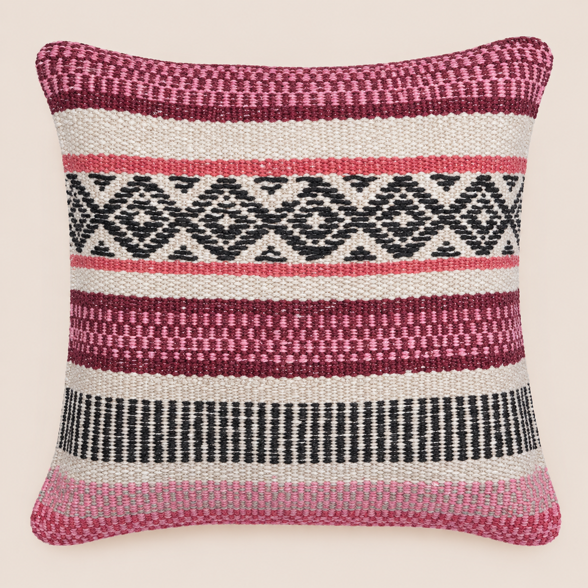 Patterned Band Sheep Wool Cushion