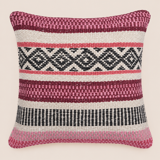 Patterned Band Sheep Wool Cushion