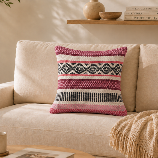 Patterned Band Sheep Wool Cushion