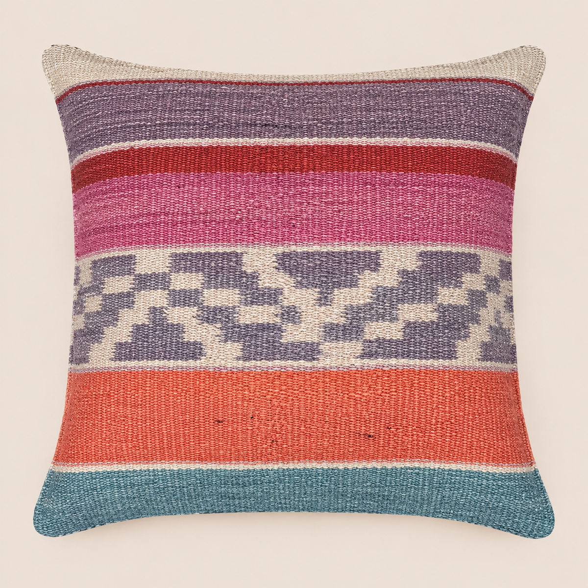 Geometric Colourblock Sheep Wool Cushion