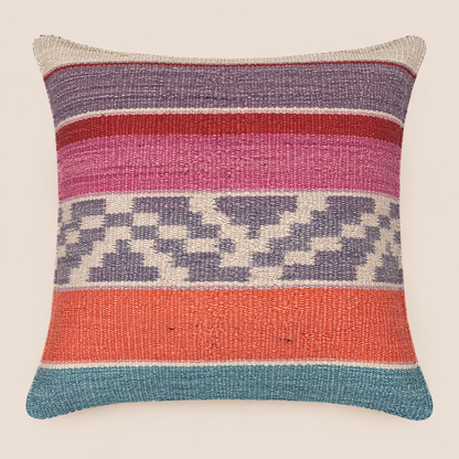 Geometric Colourblock Sheep Wool Cushion
