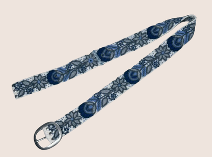 Midnight Bloom Hand-Embroidered Wool Belt