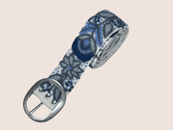 Midnight Bloom Hand-Embroidered Wool Belt