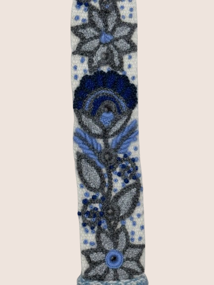 Midnight Bloom Hand-Embroidered Wool Belt