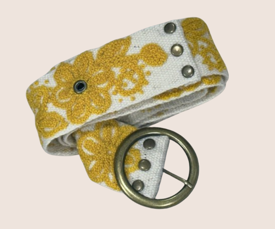 Golden Bloom Embroidered Belt