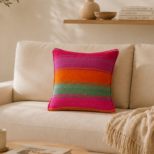 Pink Orange Green Cushion Cover