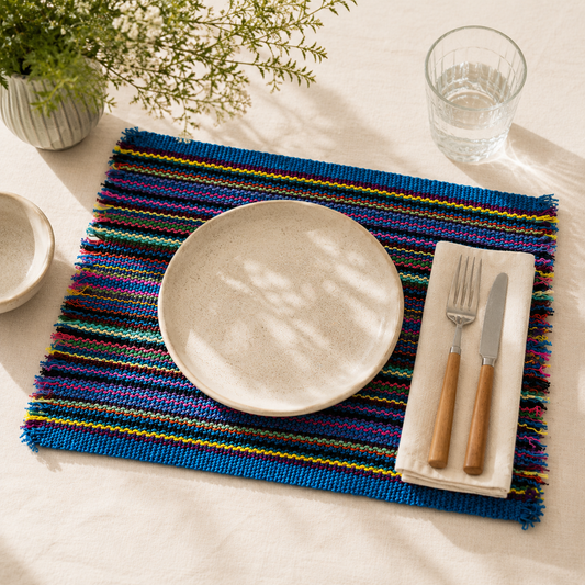 Handwoven Teal Multicolour Placemats