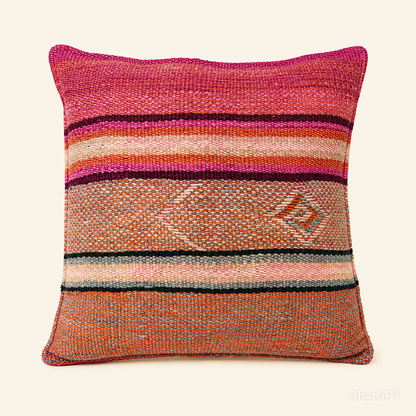 Pink Brown Orange Filled Cushion