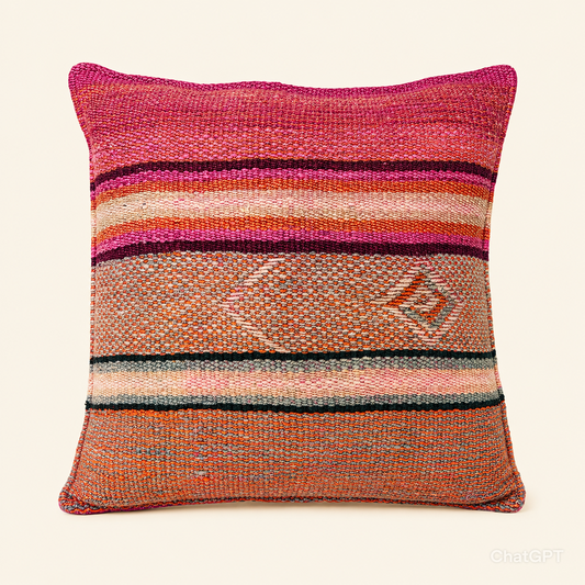 Pink Brown Orange Filled Cushion