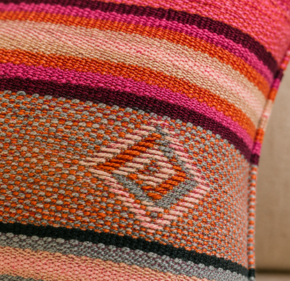 Pink Brown Orange Filled Cushion