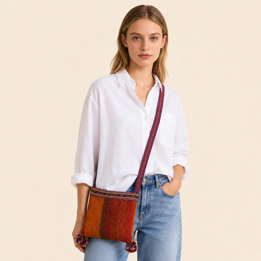 Orange Wool Shoulder Bag