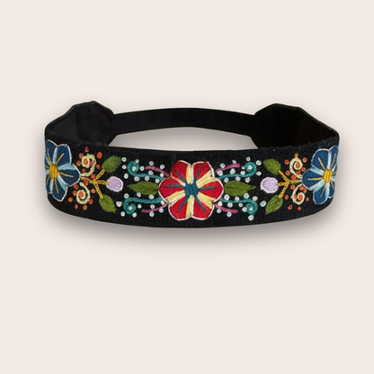 Embroidered headband black