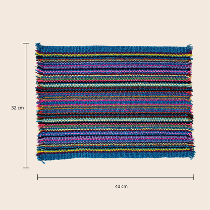 Handwoven Teal Multicolour Placemats