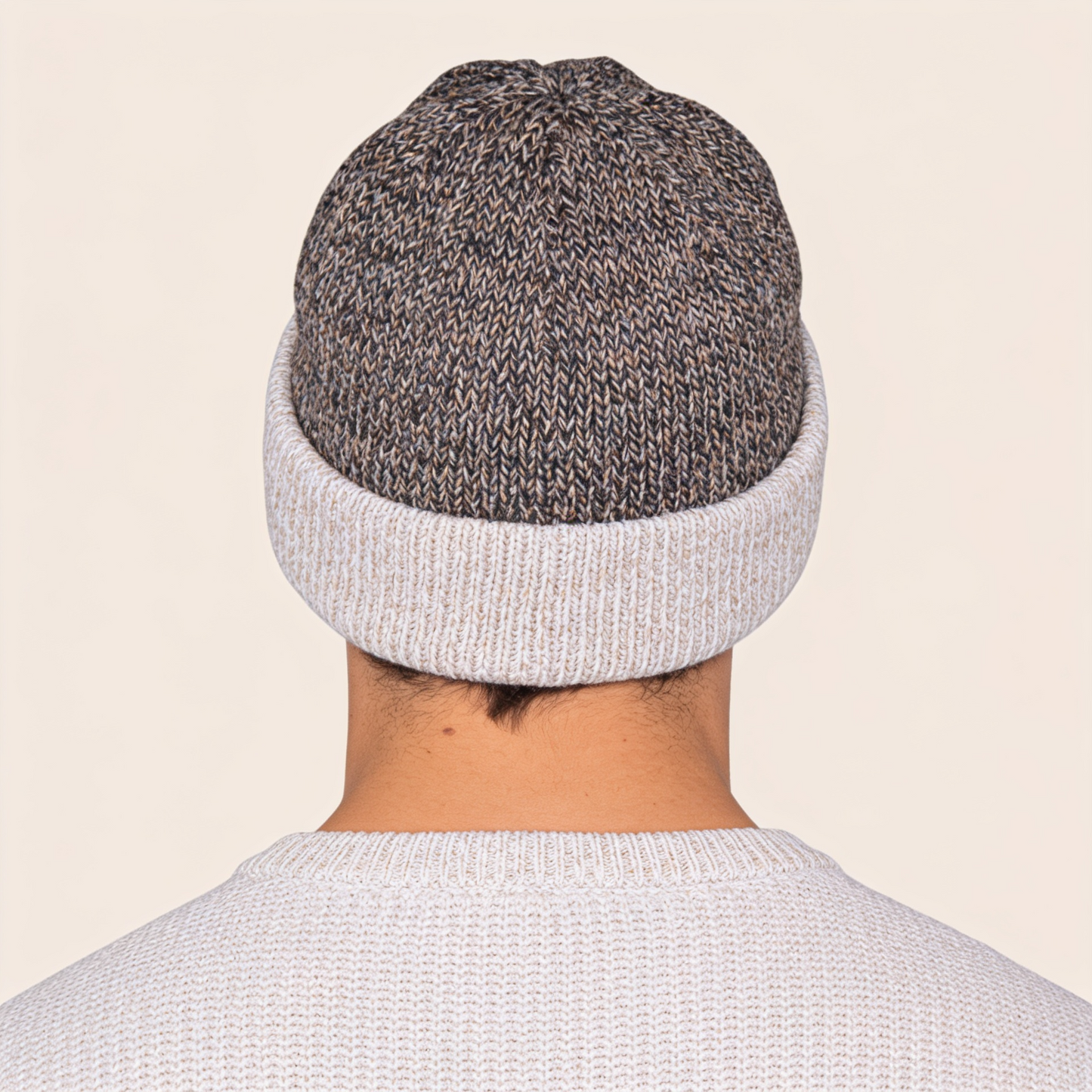 Reversible Grey Brown Beige Beanie